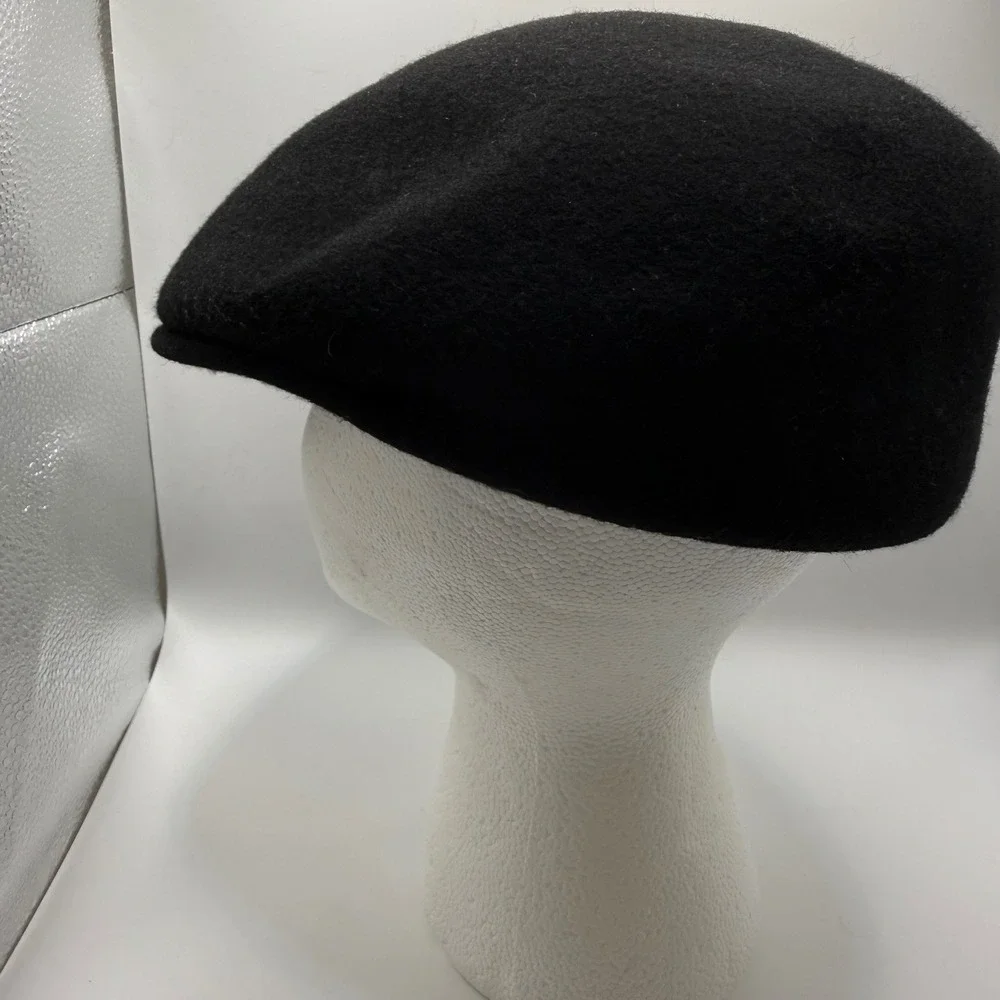 Made in Italy Mens 100% Wool Flat Cap Black Ivy Newsboy Hat Size 58 Large